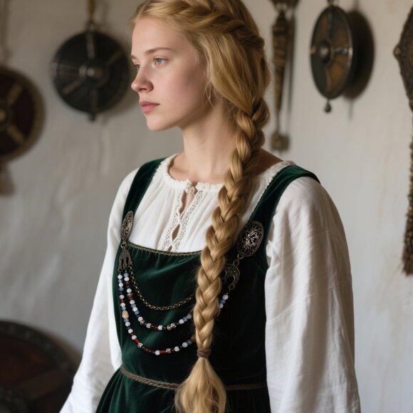 Viking Brooch Chain Alloy Steel Beaded Medieval Jewelry for Women - Picture 3 of 7